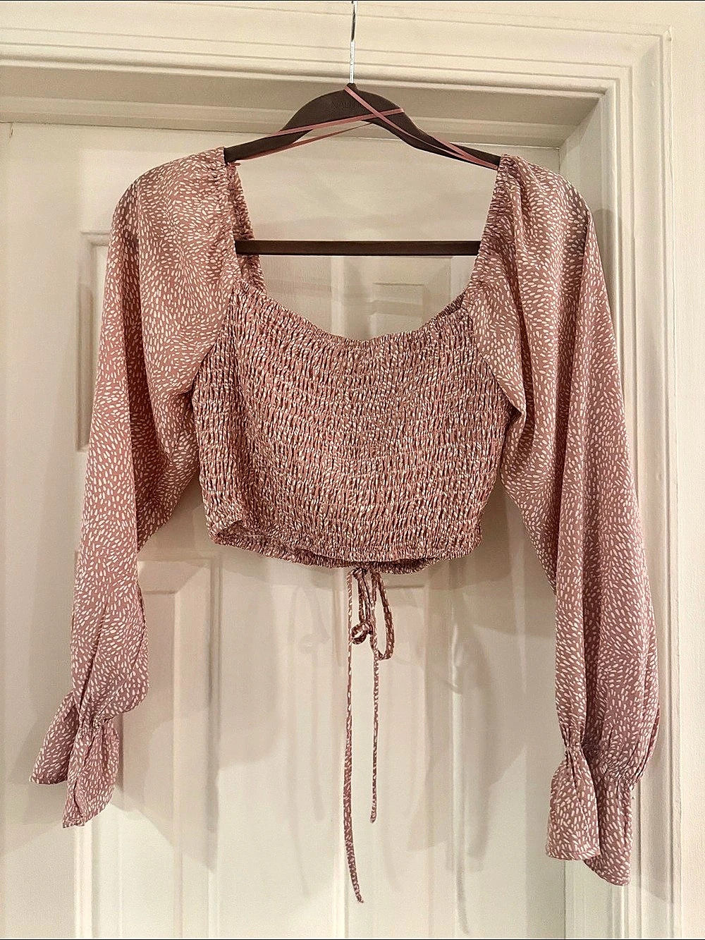 Smocked Crop Top in Pink Like New